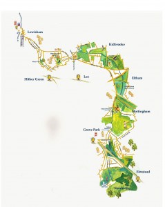 Map of the River Quaggy between Sundridge Park and Lewisham