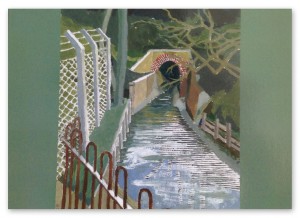 Notecard 2: Chinbrook Meadows - The River Quaggy exiting from the culvert tunnel beneath the railway to Elmstead Woods
